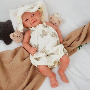16.9in Full Silicone Reborn wheaten  Baby Girl Dolls Lifelike Weighted Doll
